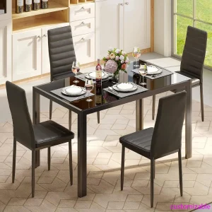 5 Piece Glass Dining Table Set