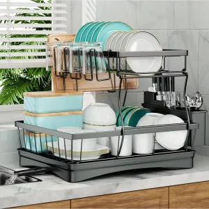 2-tier dish drying rack for kitchen countertops