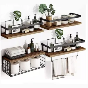 4pcs floating shelf, bathroom organizers and storage